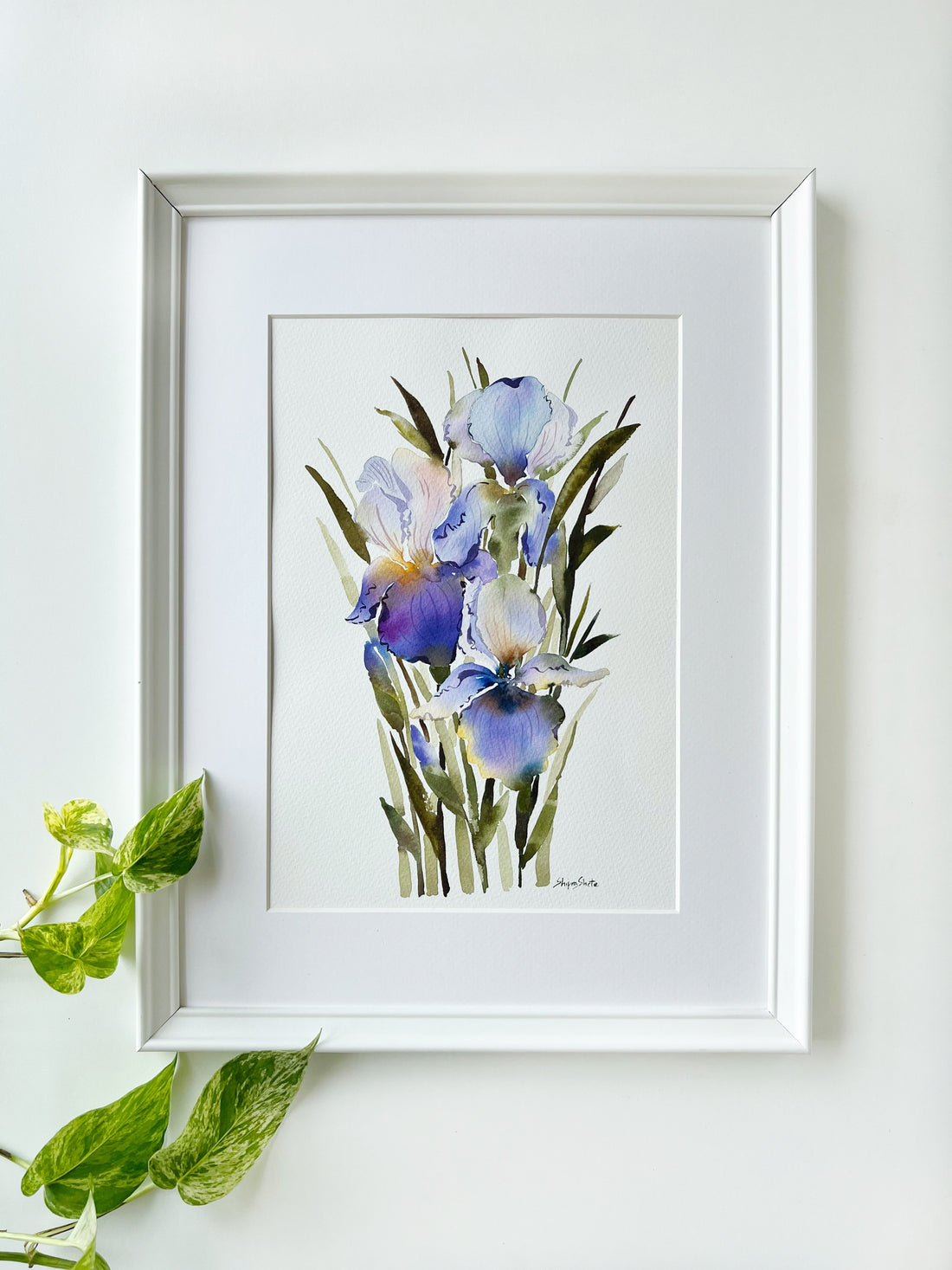 Watercolour Floral Art Print Purple Iris 2