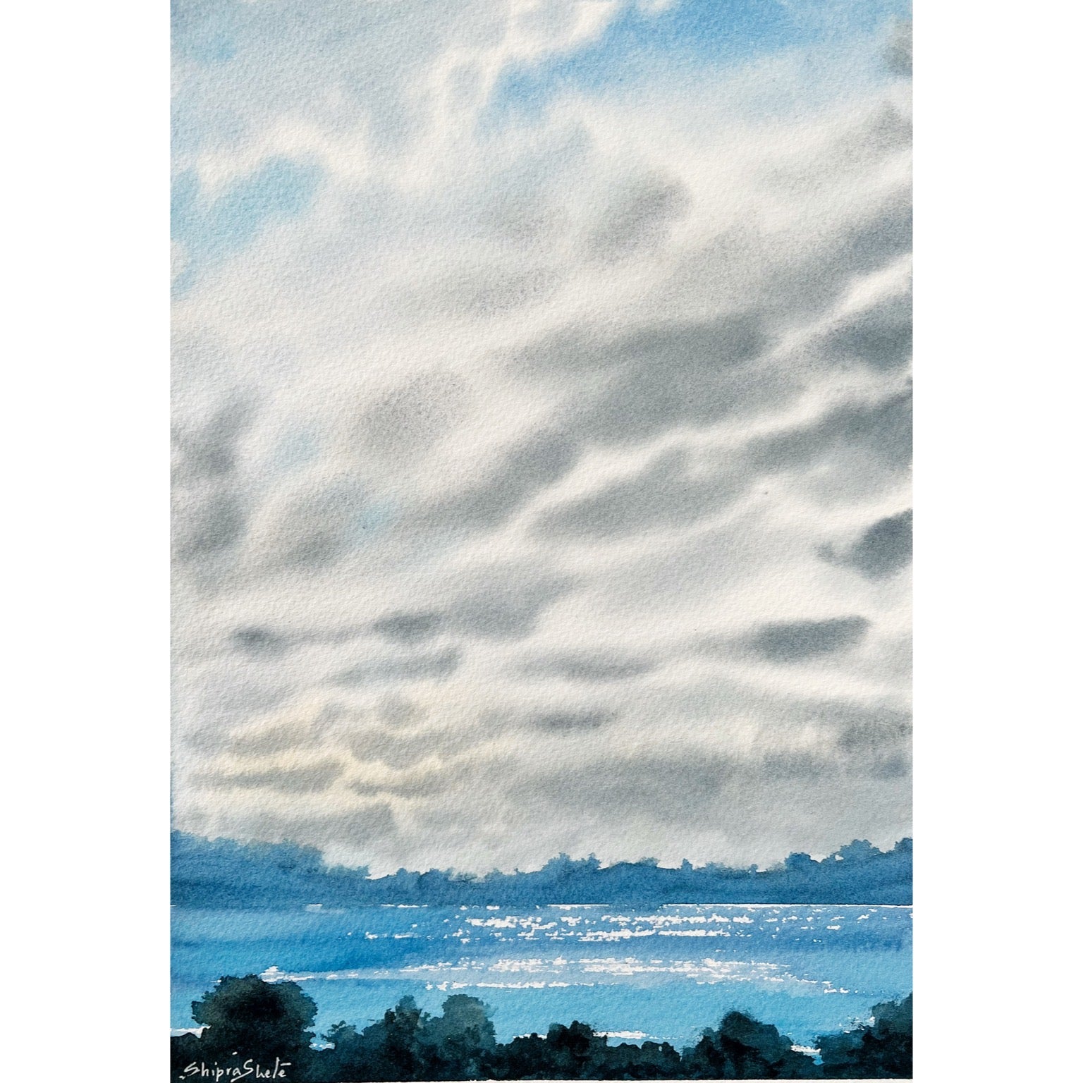 Blue Skies Watercolour Painting 4
