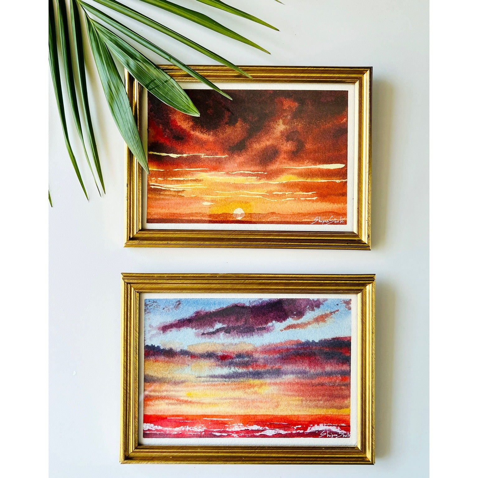 Red Skies Framed Watercolour Painting 1