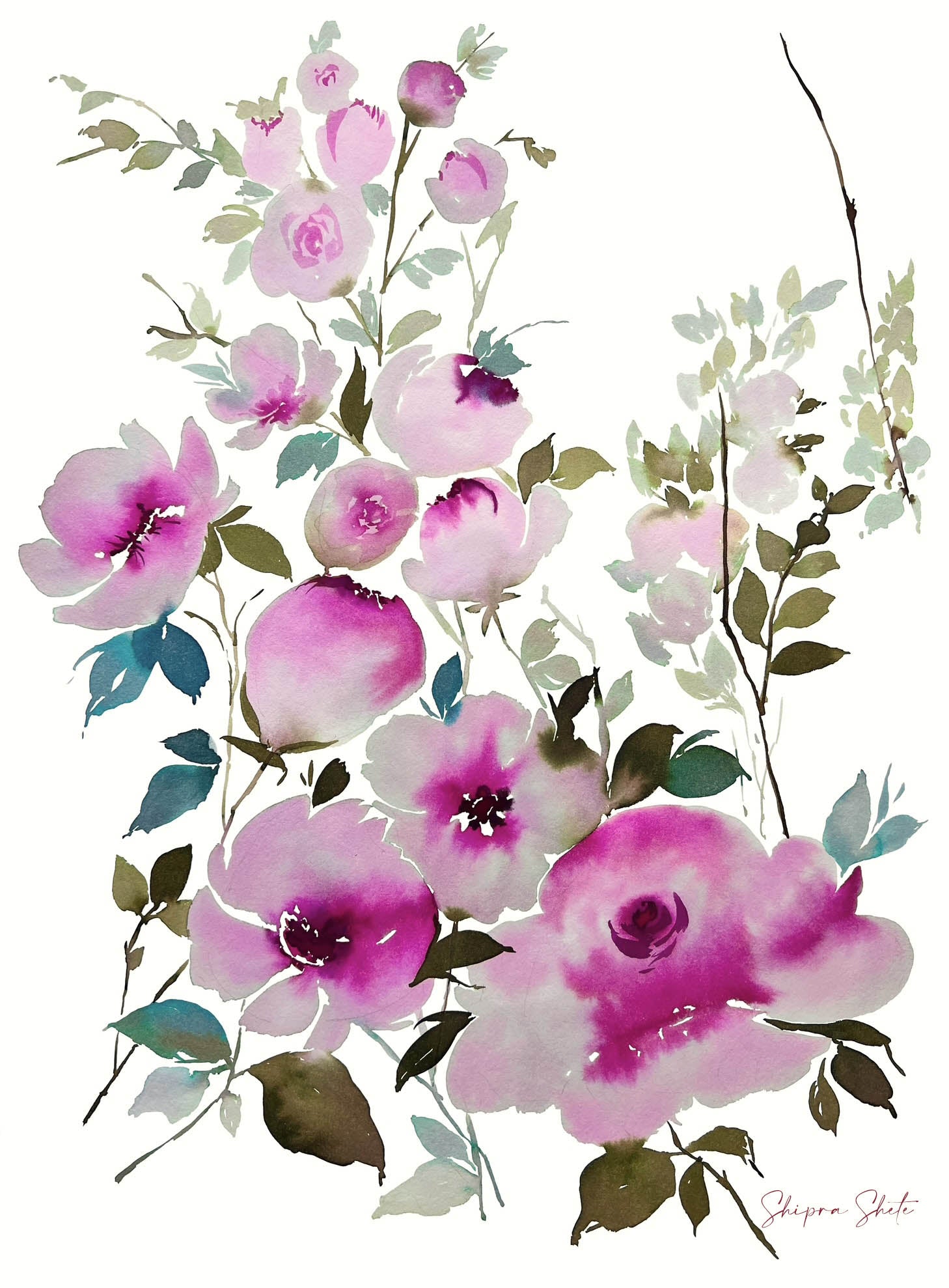 Watercolour Floral Art Print &