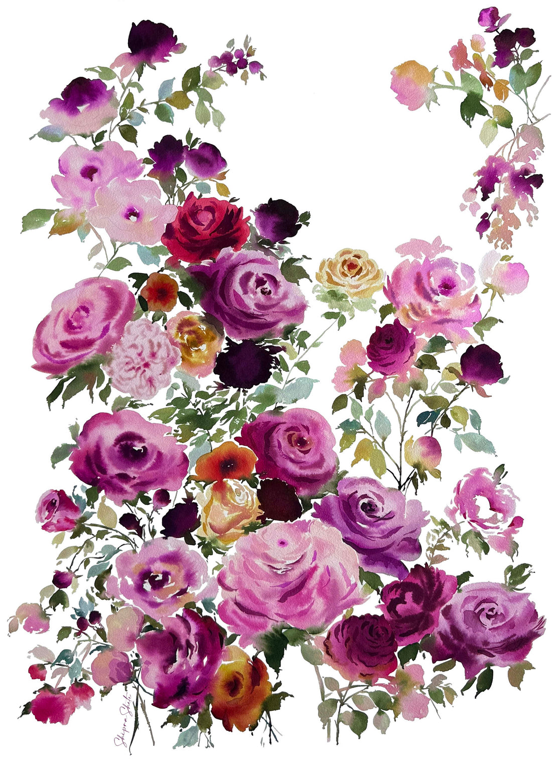 Watercolour Floral Art Print &