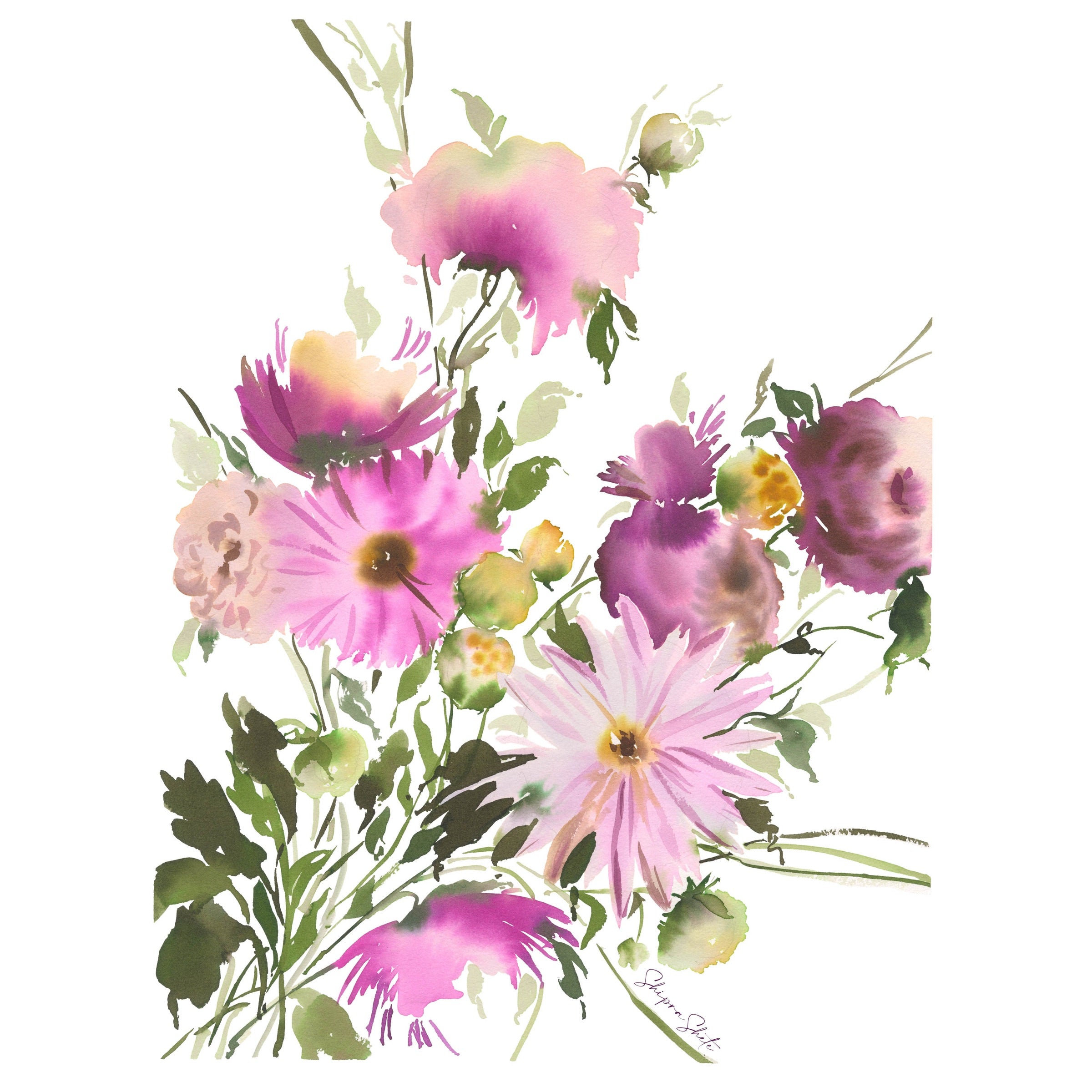 Watercolour Floral Art Print &