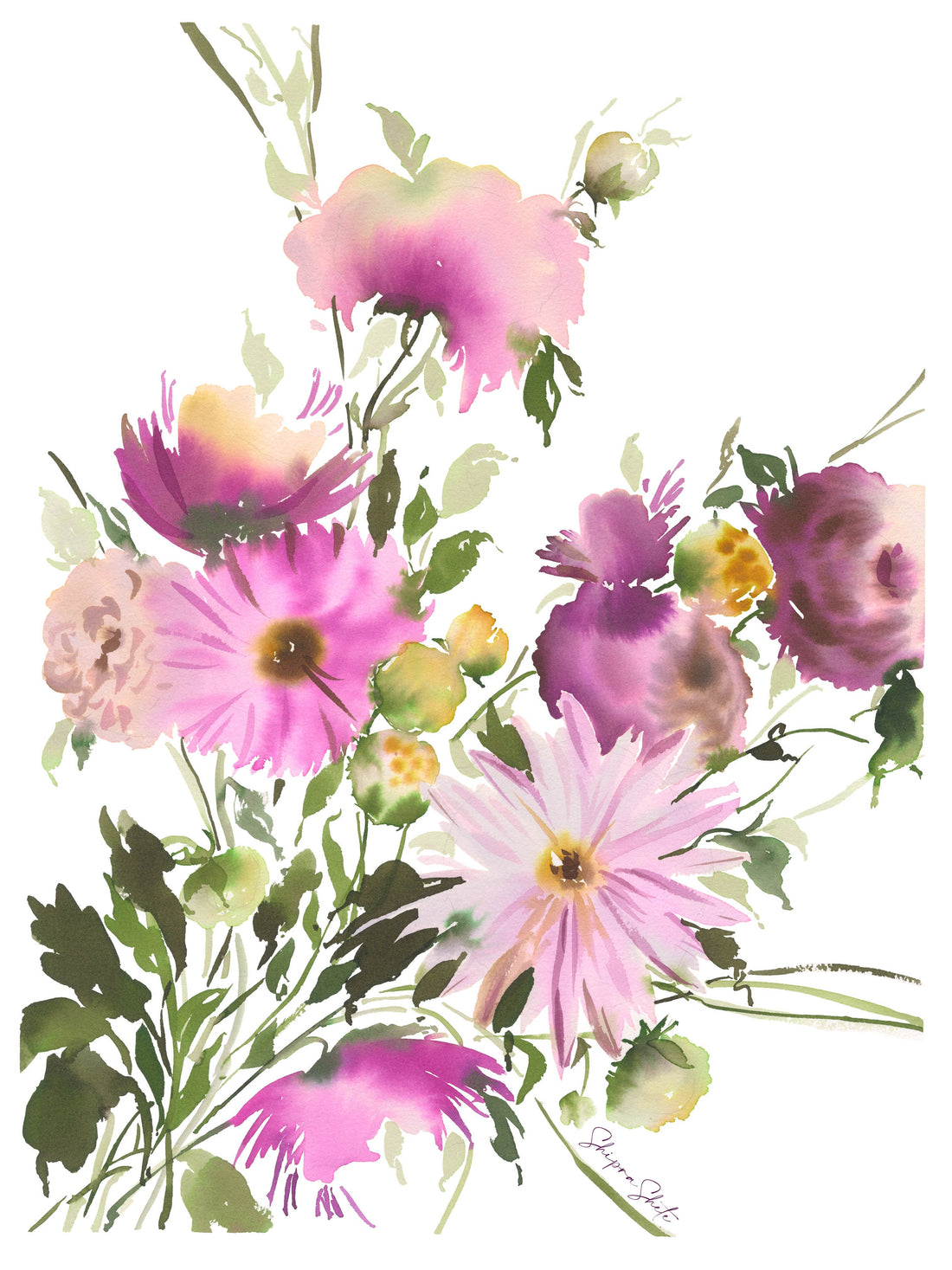 Watercolour Floral Art Print &